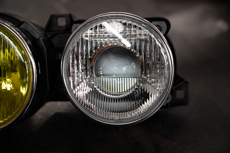 BMW E30 "Frenchie" Headlights - Clear Low Beam Lenses w/ Yellow High Beam Lenses-Exterior Lights-grip-drift-Garagistic-bmw