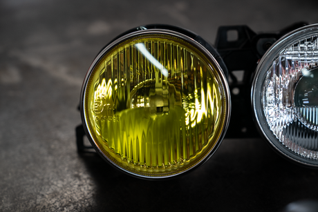 BMW E30 "Frenchie" Headlights - Clear Low Beam Lenses w/ Yellow High Beam Lenses-Exterior Lights-grip-drift-Garagistic-bmw