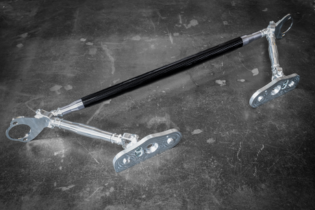 LTW Carbon Fiber E46 Modular 3 Piece Rear Strut Bar - 316, 318, 320, 323, 325, 328, 330, M3-Strut Bars-grip-drift-Add-On: 4-Point Support Bracing-Raw Aluminum-Garagistic-bmw