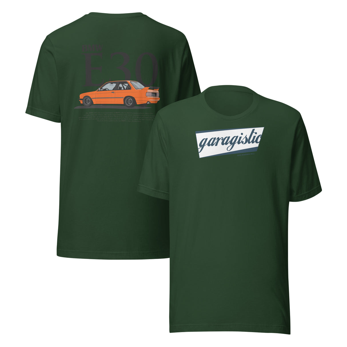 Orange E30 T-Shirt-Merch and Apparel-grip-drift-Forest-S-Garagistic-bmw
