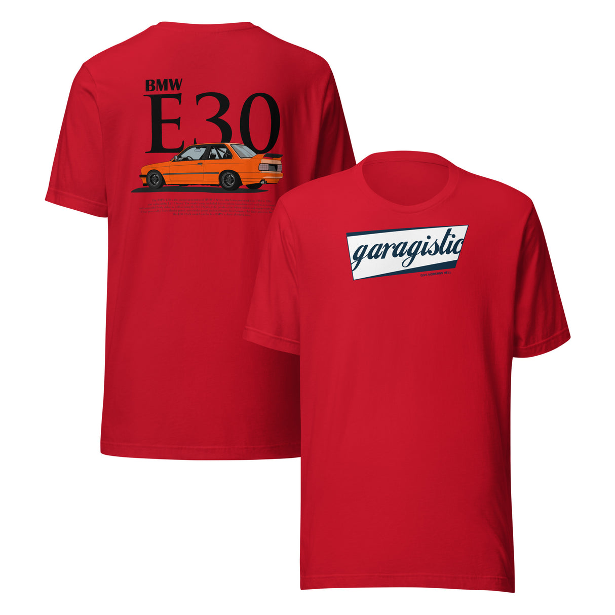 Orange E30 T-Shirt-Merch and Apparel-grip-drift-Red-XS-Garagistic-bmw