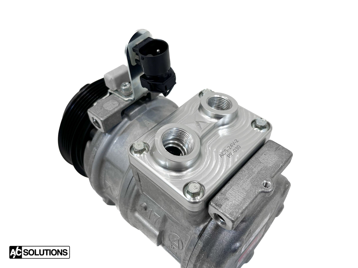 BMW E30, E28 A/C Solutions 24v Swap Denso Compressor Manifold