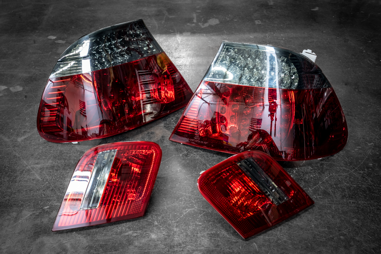 2004-2006 E46 Coupe DEPO Red/Smoke LED Tail Lights - 63216937449, 63216937450, 63216920699, 63216920700, 63216920705, 63216920706
