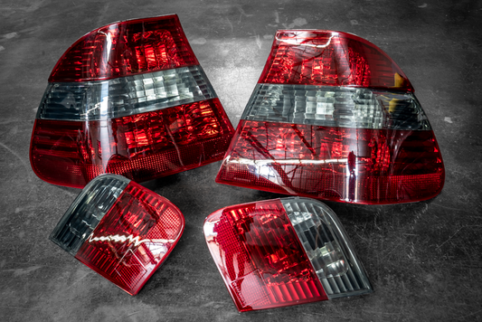 2002-2005 E46 Sedan DEPO Smoke/Red/Clear Tail Lights - 63216946533, 63216946534, 63216907945, 63216907946 749
