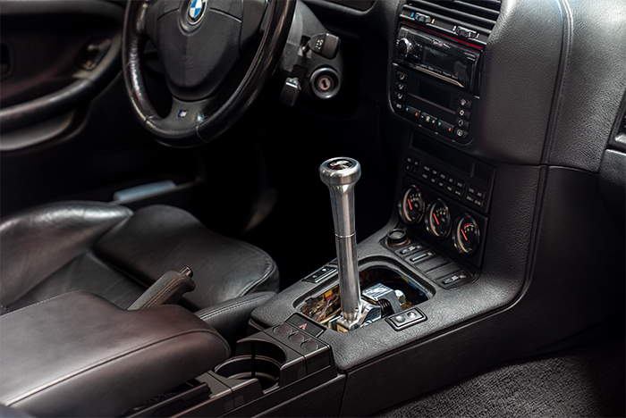 E36 "PRO" Self Centering Chassis Short Shifter-Solid mount shifter-Garagistic-Bare-Short-Aluminum Vintage W/Emblem-Garagistic