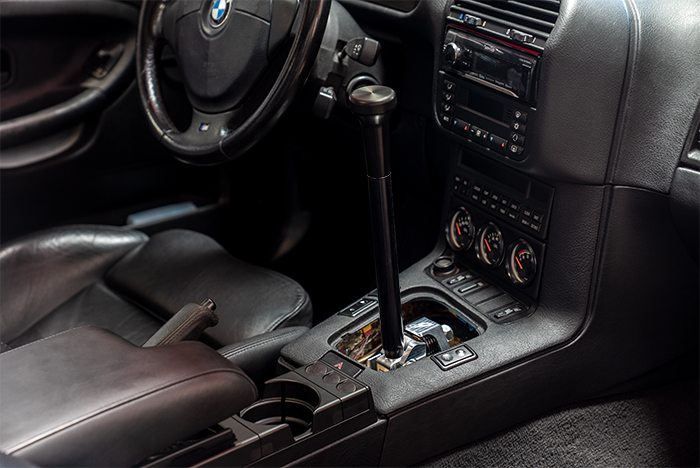 E36 "PRO" Self Centering Chassis Short Shifter-Solid mount shifter-Garagistic-Black Anodized-Tall-Delrin Vintage-Garagistic