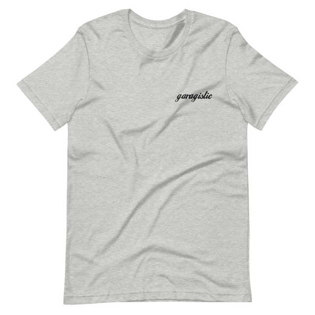 Garagistic Black Logo Embroidered T-Shirt-Apparel-Non-Garagistic Vendor-Athletic Heather-XS-Garagistic
