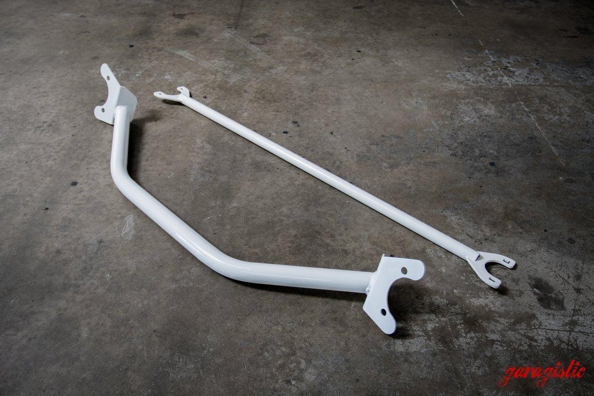 E30 Front + Rear Strut Bar Package-Strut Bars-grip-drift-White-Garagistic-bmw