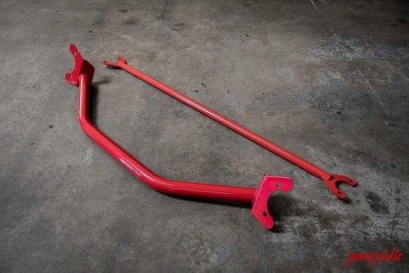 E30 Front + Rear Strut Bar Package-Strut Bars-grip-drift-Red-Garagistic-bmw