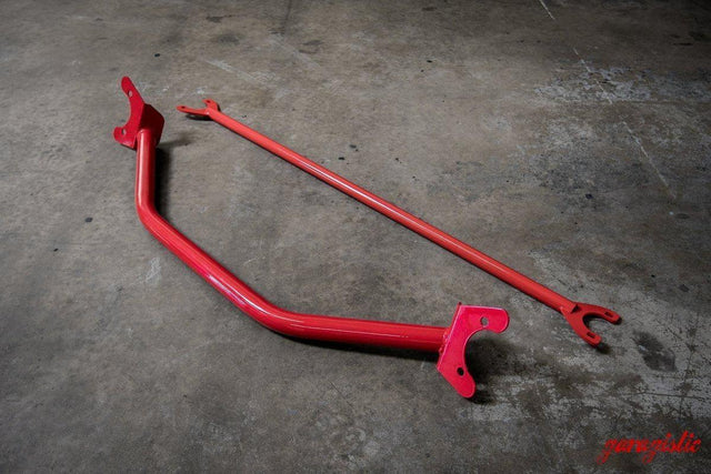 E30 Front + Rear Strut Bar Package-Strut Bars-grip-drift-Red-Garagistic-bmw