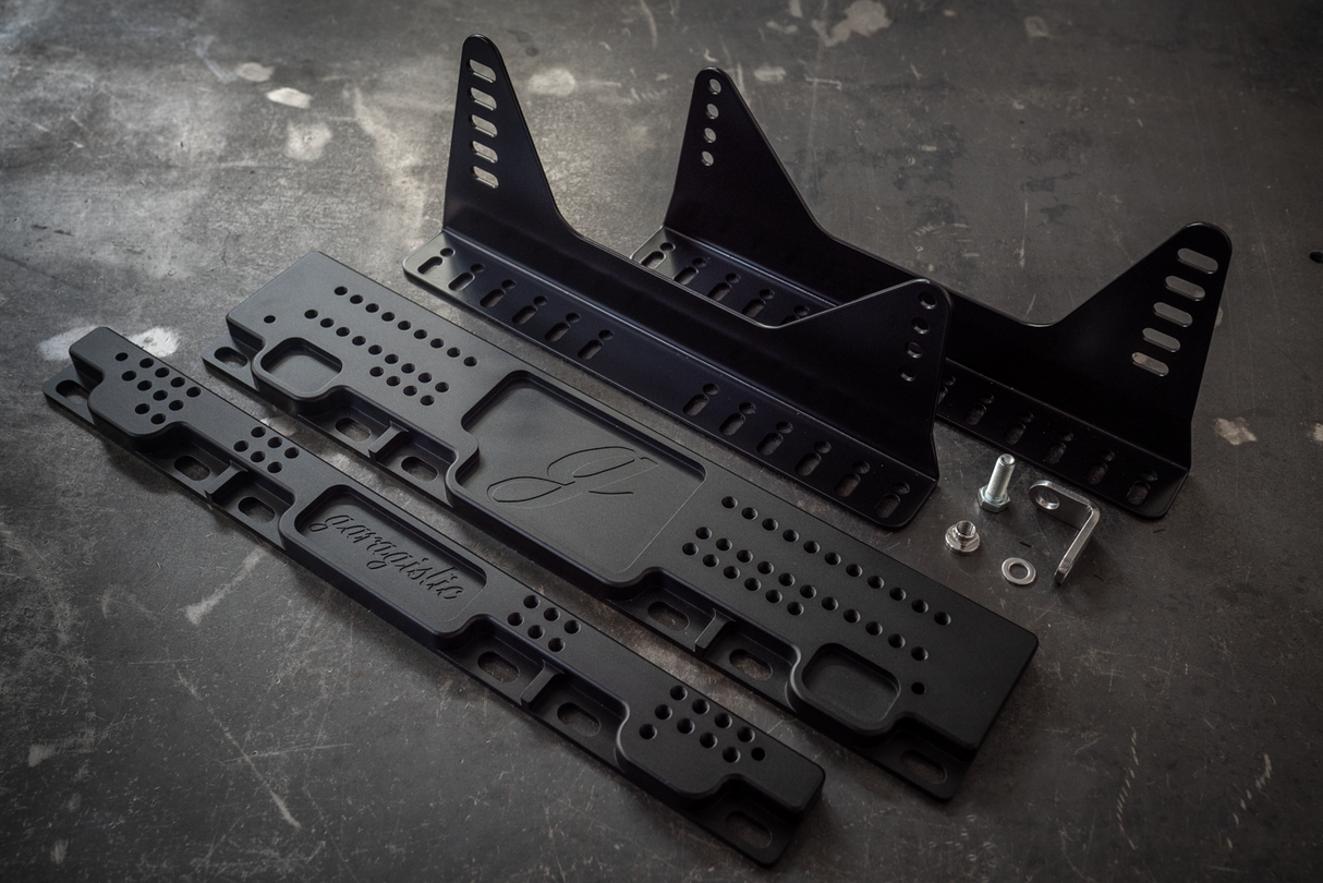 A90 Supra Racing Seat Floor Mount Adapters-Seat Mounts-grip-drift-Anodized Black-Add Side Brackets-Garagistic-bmw