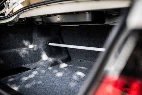 BMW E46 Garagistic Rear Strut Bar - (M3, 323, 325, 328, 330)-Strut Bars-grip-drift-White (+$15.00)-Garagistic-bmw