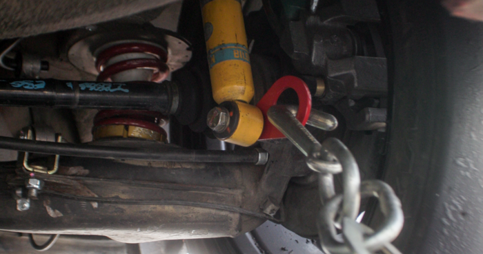 e30 rear tow tie down strap hook