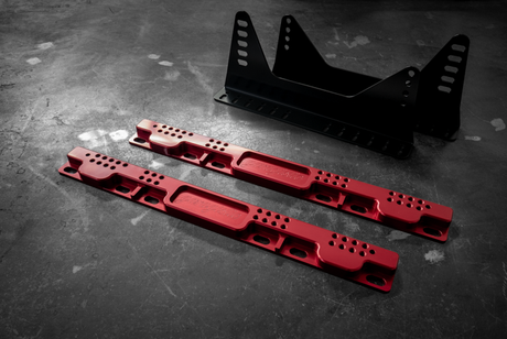 E30 Racing Seat Floor Mount Adapters V2 - 318i, 325, M3-Seat Mounts-grip-drift-Anodized Red-Add Side Brackets-Garagistic-bmw