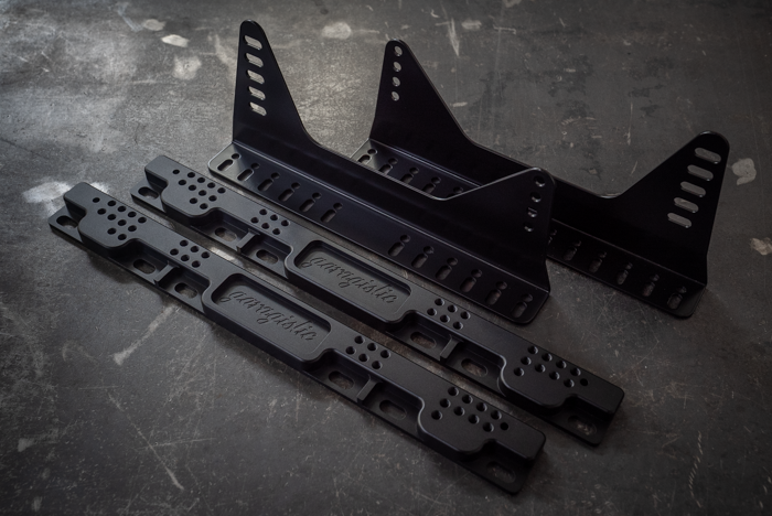 E30 Racing Seat Floor Mount Adapters V2 - 318i, 325, M3-Seat Mounts-grip-drift-Anodized Black-Add Side Brackets-Garagistic-bmw