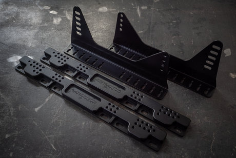 E30 Racing Seat Floor Mount Adapters V2 - 318i, 325, M3-Seat Mounts-grip-drift-Anodized Black-Add Side Brackets-Garagistic-bmw