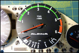 E30 Alpina Style Tach Strip (Green or Red stripes)