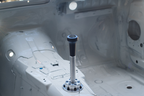 Garagistic Solid Chassis Mounted Short Shifter - E30, E36, E46-Shifters-grip-drift-Bare-Short-Delrin Vintage W/Emblem-Garagistic-bmw