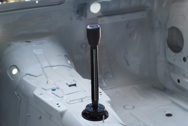 Garagistic Carbon Fiber Chassis Mounted Short Shifter - E46, E36, E30-Shifters-grip-drift-Black Anodized-Tall-Delrin Standard W/Emblem-Garagistic-bmw