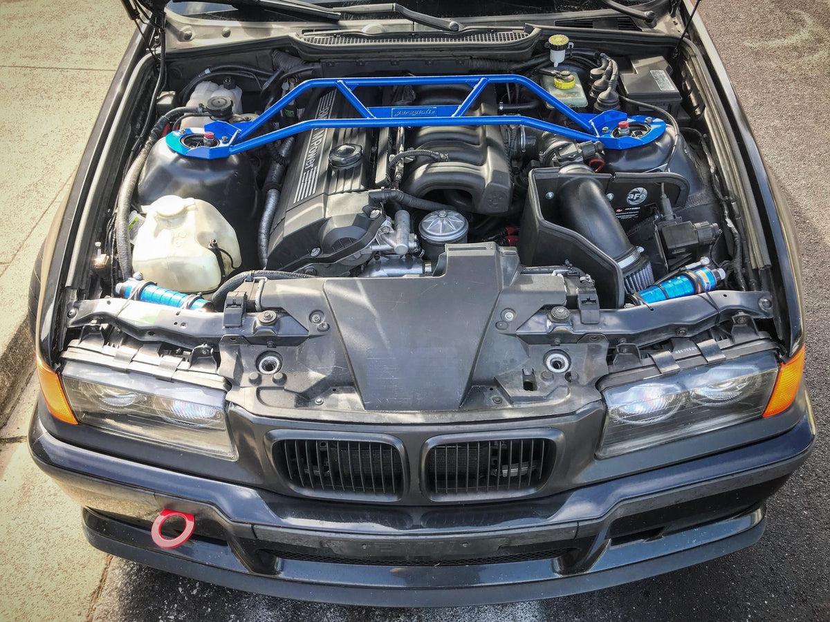 E36 Front and Rear Strut Bar Package combo - E36 M3, 328i, 328 compatible-Strut Bars-grip-drift-Black-Garagistic-bmw
