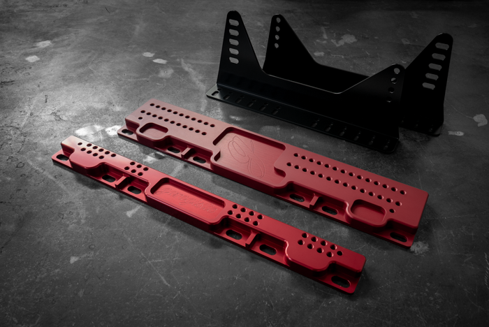 E82/E90/E92 Racing Seat Floor Mount Adapters-Seat Mounts-grip-drift-E82-Anodized Red-Add Side Brackets-Garagistic-bmw