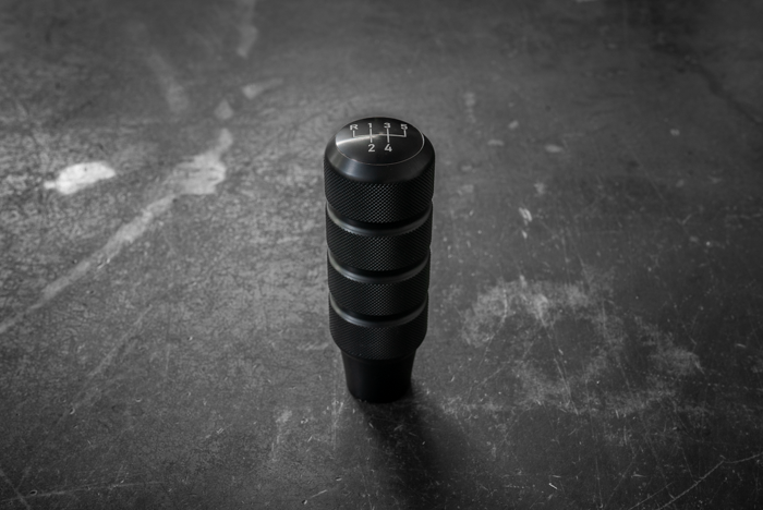 Garagistic Knurled Aluminum Shift Knob - E30, E36, E46, E82, E92-Shifter Accessories-grip-drift-Anodized Black-Add 5 speed emblem-Garagistic-bmw