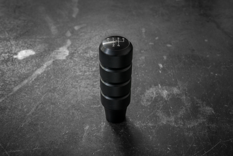 Garagistic Knurled Aluminum Shift Knob - E30, E36, E46, E82, E92-Shifter Accessories-grip-drift-Anodized Black-Add 5 speed emblem-Garagistic-bmw