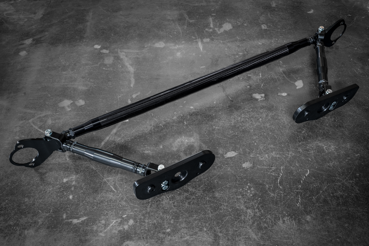 LTW E30 Carbon Fiber Modular 3 Piece Rear Strut Bar - 318, 320, 325, M3-Strut Bars-grip-drift-Add-On: 4-Point Support Bracing-Anodized Black-Garagistic-bmw