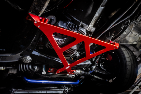 BMW E30 / E36 X-Brace-Chassis Bracing-grip-drift-E30-Red Anodize-Garagistic-bmw