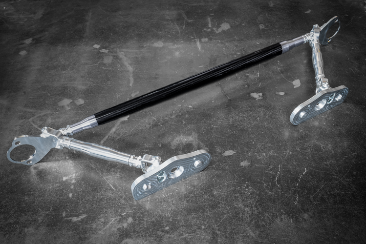 LTW E30 Carbon Fiber Modular 3 Piece Rear Strut Bar - 318, 320, 325, M3-Strut Bars-grip-drift-Add-On: 4-Point Support Bracing-Raw Aluminum-Garagistic-bmw