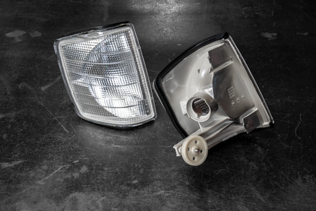 Mercedes 190E W201 Clear Turn Signals - 1305232047, 1305232046-Exterior Lights-grip-drift-Garagistic-bmw