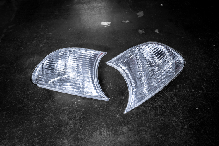 BMW E46 DEPO Euro Clear Corner Lights 3 Series 2DR/M3 - 63136919649, 63136919650-Exterior Lights-grip-drift-Garagistic-bmw