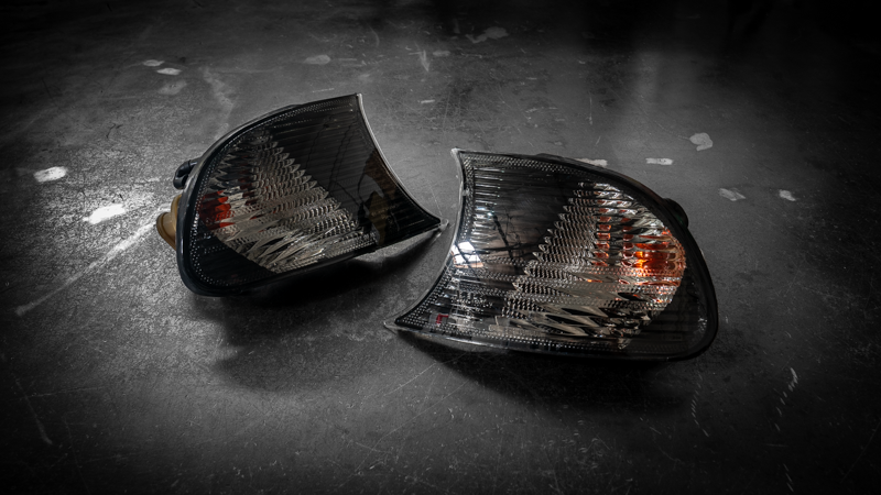 BMW E46 DEPO Smoked Corner Lights 3 Series 2DR/M3 - 63136919649, 63136919650-Exterior Lights-grip-drift-Garagistic-bmw
