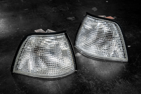 BMW E36 DEPO Euro Clear Corner Lights for 4 Door Sedan/Touring/Compact - 63138353279, 63138353280-Exterior Lights-grip-drift-Garagistic-bmw