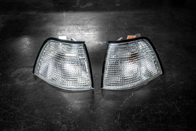 BMW E36 DEPO Euro Clear Corner Lights for 4 Door Sedan/Touring/Compact - 63138353279, 63138353280-Exterior Lights-grip-drift-Garagistic-bmw