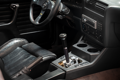 E30 "PRO" Self Centering Chassis Short Shifter-Shifters-grip-drift-Black Anodized-OEM-Aluminum Vintage W/Emblem-Garagistic-bmw