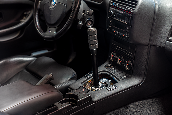 E36 "PRO" Self Centering Chassis Short Shifter-Shifters-grip-drift-Black Anodized-Medium-Aluminum Knurled-Garagistic-bmw
