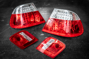 BMW E46 Coupe DEPO Red/Clear LED Tail Lights - 63216937449, 63216937450, 63216920699, 63216920700, 63216920705, 63216920706-Exterior Lights-grip-drift-Garagistic-bmw
