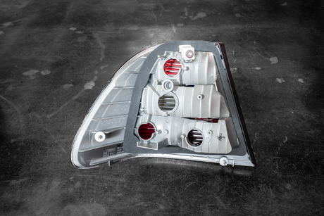 BMW E46 Sedan DEPO Smoked Red/Clear Tail Lights - 63216946533, 63216946534, 63216907945, 63216907946-Exterior Lights-grip-drift-Garagistic-bmw