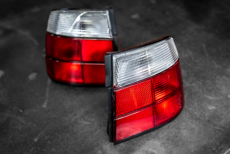 BMW E34 DEPO Red/Clear Tail Lights - 63211389011, 63211389012-Exterior Lights-grip-drift-Garagistic-bmw
