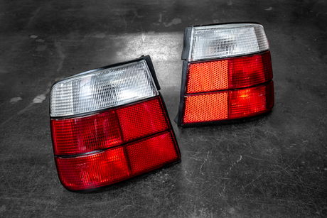 BMW E34 DEPO Red/Clear Tail Lights - 63211389011, 63211389012-Exterior Lights-grip-drift-Garagistic-bmw