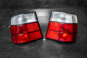 BMW E34 DEPO Red/Clear Tail Lights - 63211389011, 63211389012-Exterior Lights-grip-drift-Garagistic-bmw