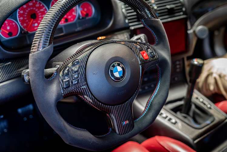 BMW E46 Carbon Fiber Steering Wheel trim - M3 - 32347833355, 32302229733-Interior Parts-grip-drift-No - Don't Add Matching Carbon Dash Trim-No - Don't Add Carbon Automatic Trans Trim-No - Don't Add Carbon Door Trim?-Garagistic-bmw