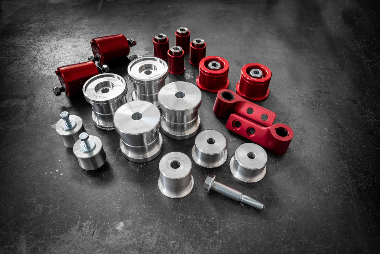 BMW E36 Complete Race Suspension Bushing Kit-Suspension Bushings-grip-drift-Aluminum-Offset - E36 Control Arms-Add Solid Engine and Transmission Bushings-Garagistic-bmw