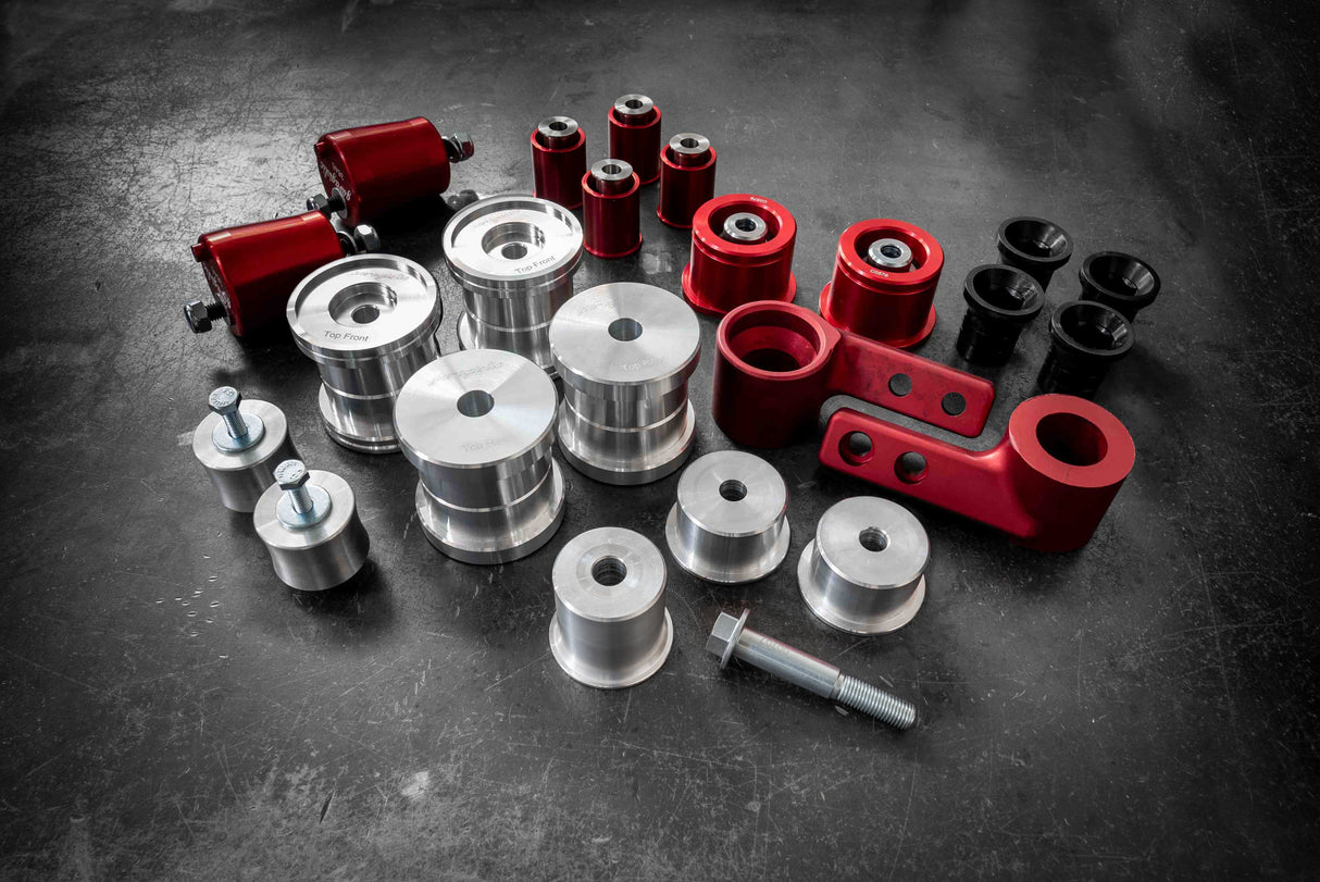BMW E36 Complete Race Suspension Bushing Kit-Suspension Bushings-grip-drift-Aluminum-Centered - E46 Control Arms-Add Solid Engine and Transmission Bushings-Garagistic-bmw