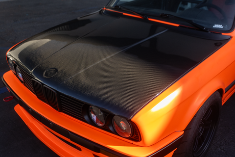 Garagistic E30 Carbon Fiber Hood exclusive at Garagistic